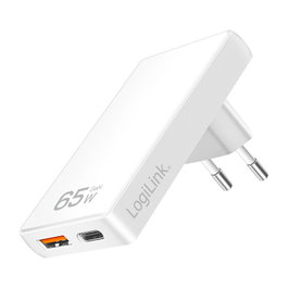 LogiLink Adaptador de Enchufe USB 1xUSB-A, 1xUSB-C, 65W, Blanco