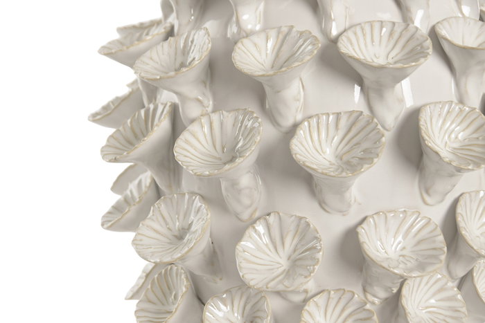 DKD Home Decor Lámpara de Sobremesa de Porcelana y Lino Blanco DKD Home Decor Lámpara de Sobremesa de Porcelana y Lino Blanco