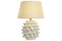 DKD Home Decor Lámpara de Sobremesa de Porcelana y Lino Blanco