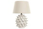 DKD Home Decor Lámpara de Sobremesa de Porcelana y Lino Blanco