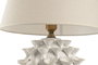 DKD Home Decor Lámpara de Sobremesa de Porcelana y Lino Blanco
