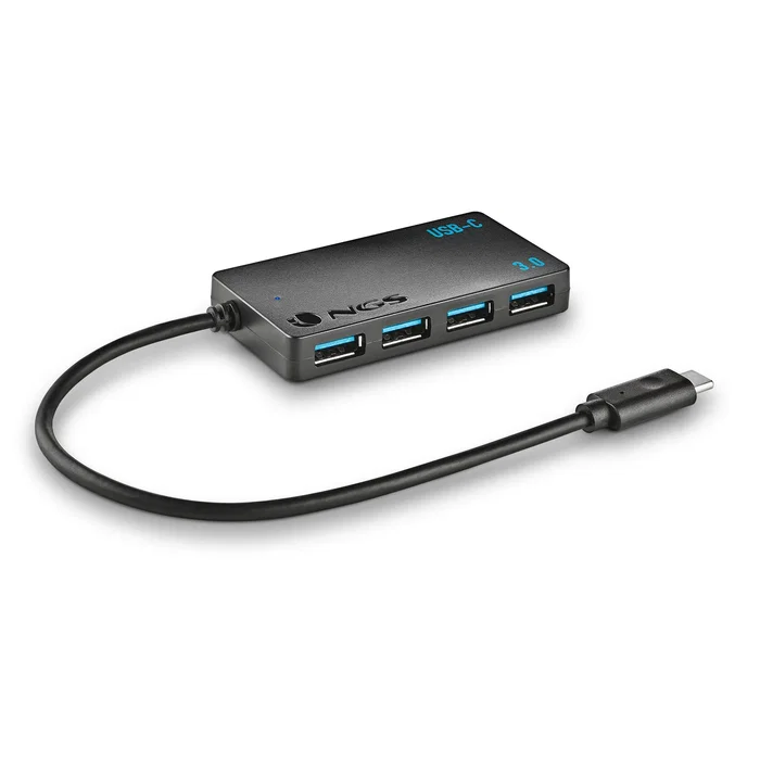 NGS WonderIHub4 Hub USB-C con 4 puertos USB 3.0 Negro