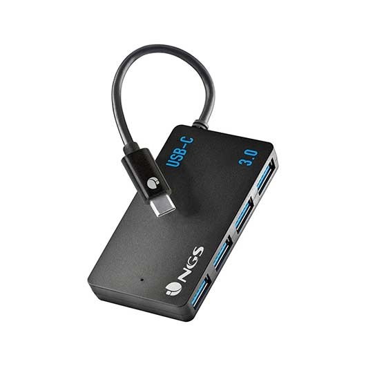 NGS WonderIHub4 Hub USB-C con 4 Puertos USB 3.0 Negro NGS WonderIHub4 Hub USB-C con 4 Puertos USB 3.0 Negro