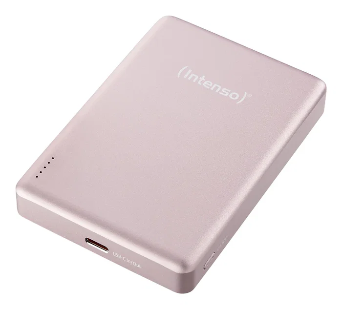 Intenso MW10000 Power Bank 10000 mAh con Carga Inalámbrica MagSafe 15W y USB-C PD 20W, Compatible con iPhone y Android, Color Rosa