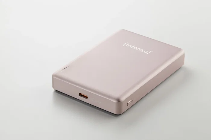 Intenso MW10000 Power Bank 10000 mAh con Carga Inalámbrica MagSafe 15W y USB-C PD 20W, Compatible con iPhone y Android, Color Rosa
