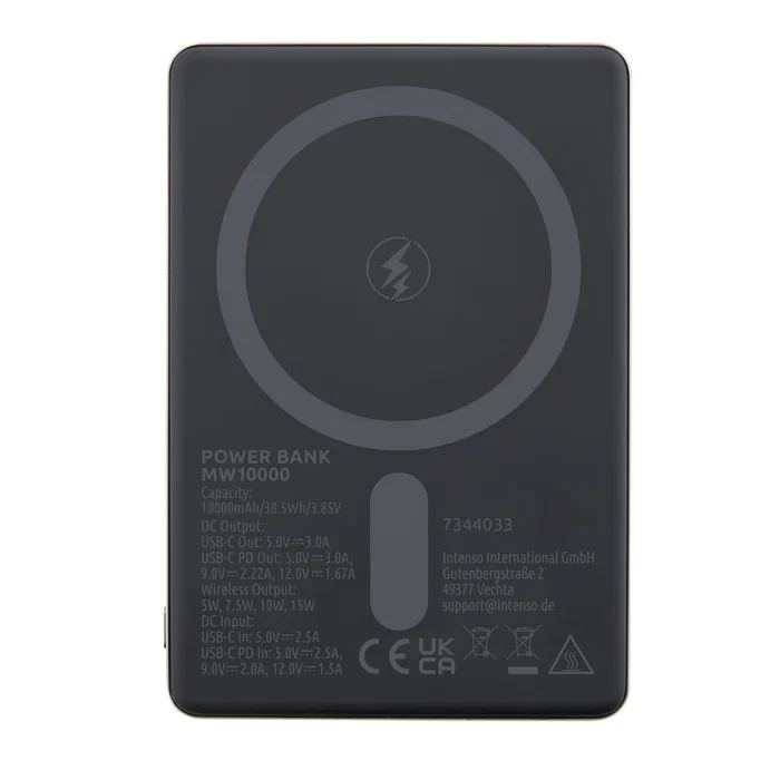 Intenso MW10000 Power Bank 10000 mAh con Carga Inalámbrica MagSafe 15W y USB-C PD 20W, Compatible con iPhone y Android, Color Rosa