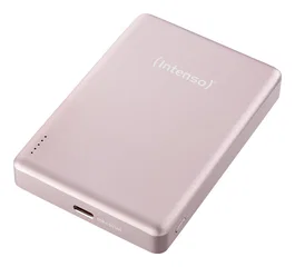 Intenso MW10000 Power Bank 10000 mAh con Carga Inalámbrica MagSafe 15W y USB-C PD 20W, Compatible con iPhone y Android, Color Rosa