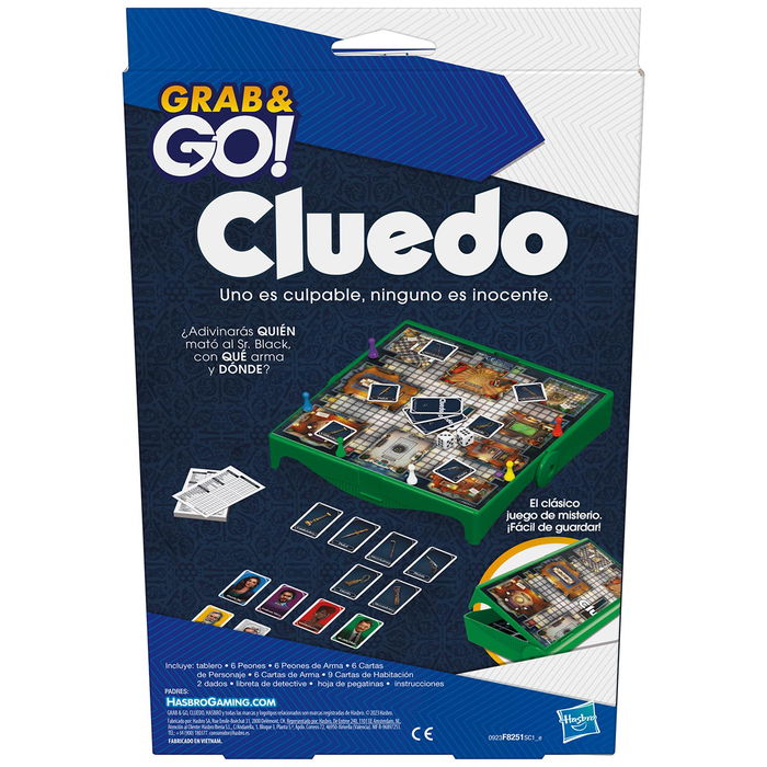 Hasbro Gaming F8251 Cluedo Viaje Juego de Mesa Compacto y Portátil Español
