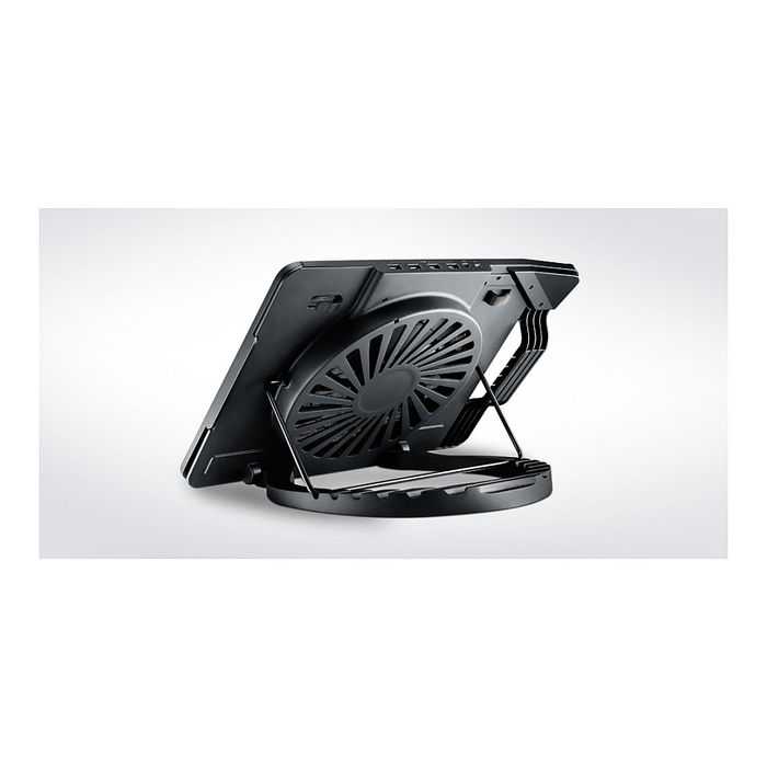 Cooler Master NotePal Ergostand III Base Refrigeradora Portátil 17", Ventilador 23cm 72CFM, USB 2.0 Hub 4 Puertos, Negro, Metal/Plástico