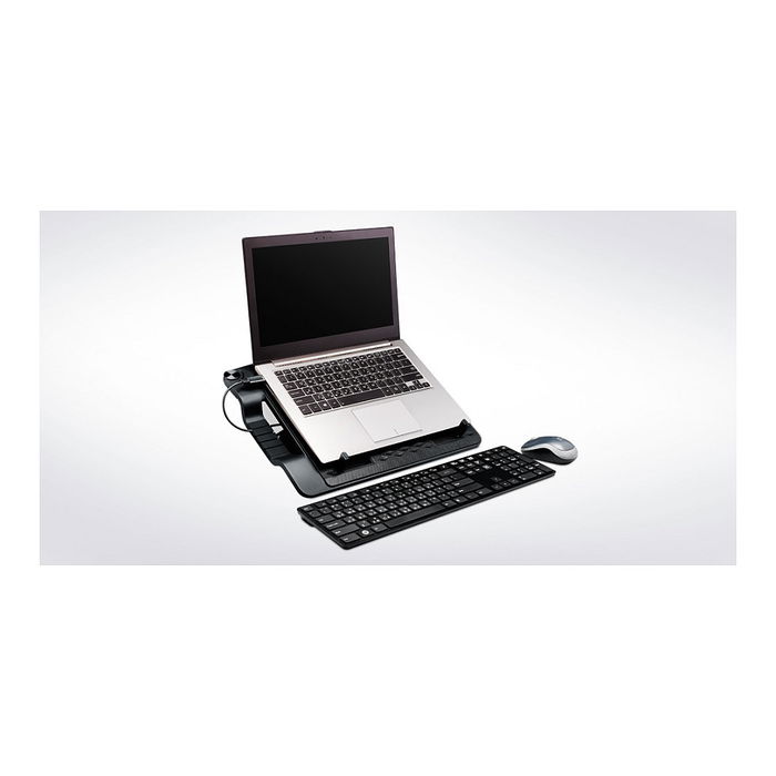 Cooler Master NotePal Ergostand III Base Refrigeradora Portátil 17", Ventilador 23cm 72CFM, USB 2.0 Hub 4 Puertos, Negro, Metal/Plástico