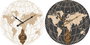 DKD Home Decor Reloj de Pared Vintage Mapamundi MDF y Metal Beige y Negro 58 x 58 x 8 cm (2 Unidades)