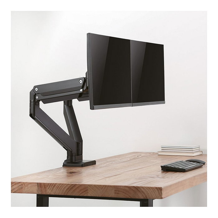 ROLINE Soporte Monitor Doble Brazo 17.03.1117, Gasfeder, Abrazadera Mesa, Para 2 Pantallas hasta 35" y 15kg cada una, VESA 75x75/100x100, Negro