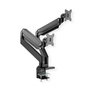 ROLINE Soporte Monitor Doble Brazo 17.03.1117, Gasfeder, Abrazadera Mesa, Para 2 Pantallas hasta 35" y 15kg cada una, VESA 75x75/100x100, Negro