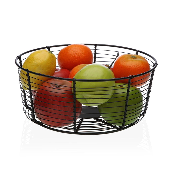 Versa Frutero Redondo Negro 26x11 cm - Metal (2 Unidades)