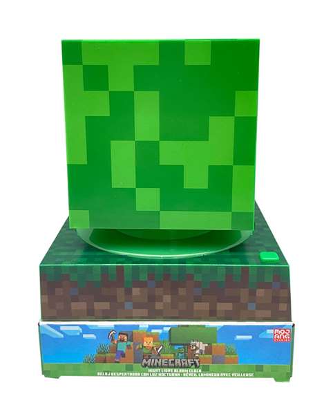 Kids Euroswan Lámpara Minecraft 3D con Despertador y Fecha para Niños