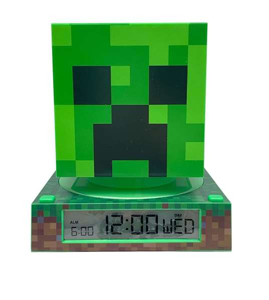 Kids Euroswan Lámpara Minecraft 3D con Despertador y Fecha para Niños