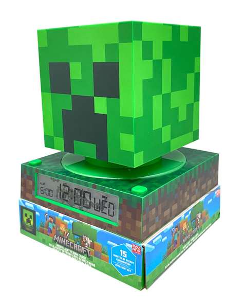 Kids Euroswan Lámpara Minecraft 3D con Despertador y Fecha para Niños