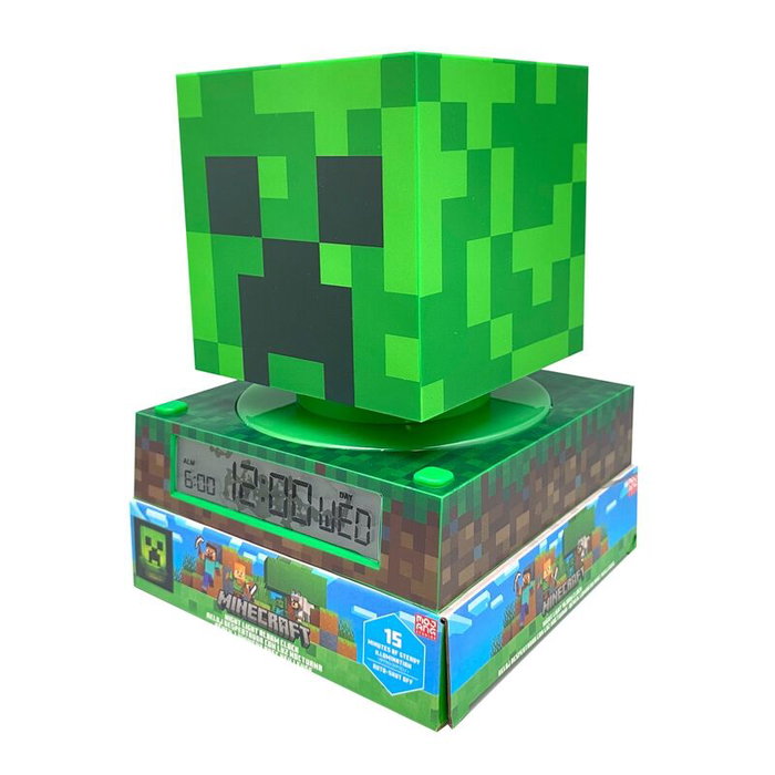 KIDS LICENSING Lámpara 3D con Despertador Minecraft 21,4x13x13cm