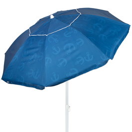 Aktive Sombrilla de playa antiviento 220 cm azul con estampado de anclas
