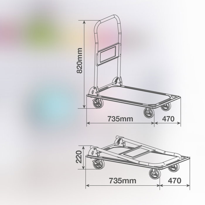 GSC Evolution Carro plataforma de transporte plegable con frenos, 150kg GSC Evolution Carro plataforma de transporte plegable con frenos, 150kg