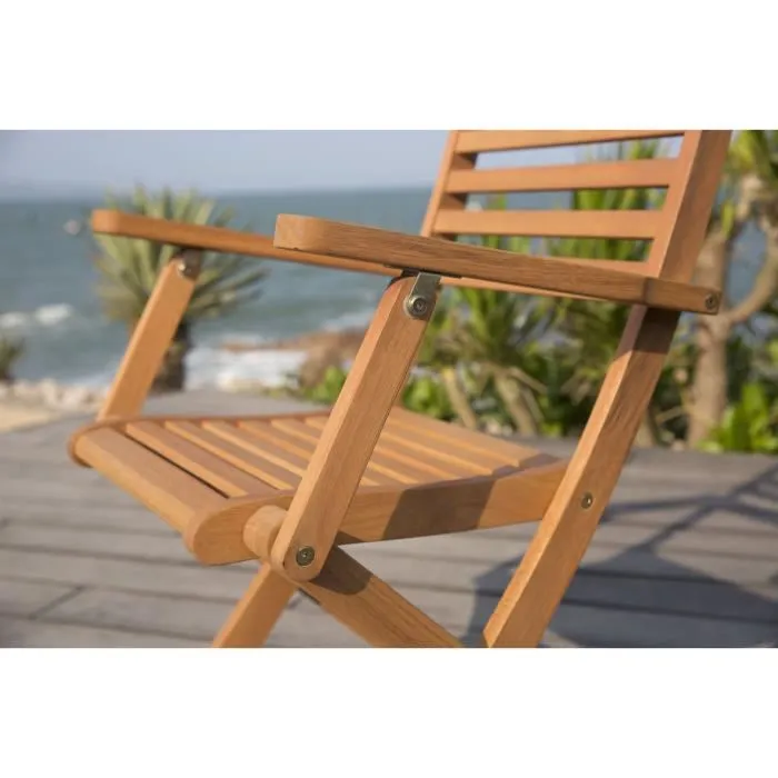 Conjunto de 2 Sillones Plegables de Jardín de Eucalipto FSC - 57,5x56x90 cm