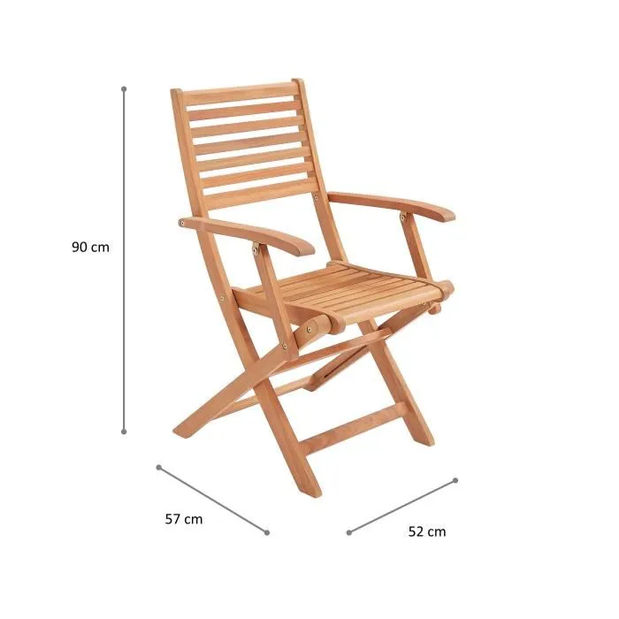 Conjunto de 2 Sillones Plegables de Jardín de Eucalipto FSC - 57,5x56x90 cm
