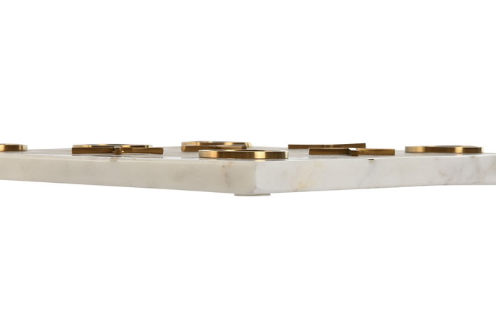 DKD Home Decor Juego Tic Tac Toe Moderno Blanco Dorado Piedra Inox 30 x 30 x 1.5 cm