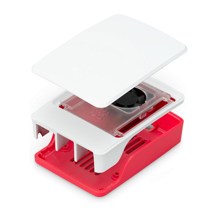 Raspberry Pi Carcasa para Raspberry Pi 5 con ventilador, roja y blanca