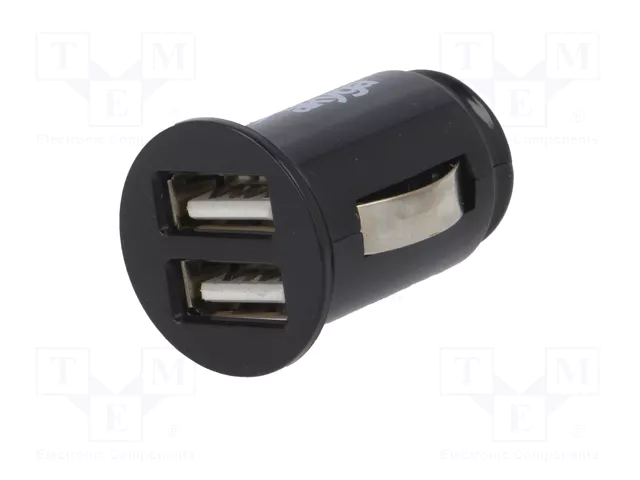 AKYGA Alimentador USB con 2 puertos USB A, Negro