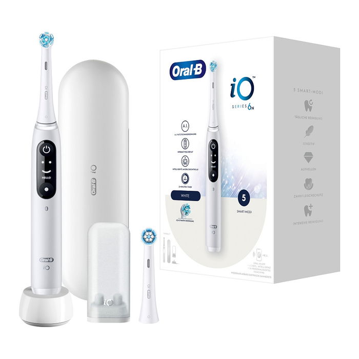 Oral-B Series 6 White Cepillo Dental Vibratorio para Adulto - 5 Modos, Sensor Presión Inteligente, Blanco Oral-B Series 6 White Cepillo Dental Vibratorio para Adulto - 5 Modos, Sensor Presión Inteligente, Blanco