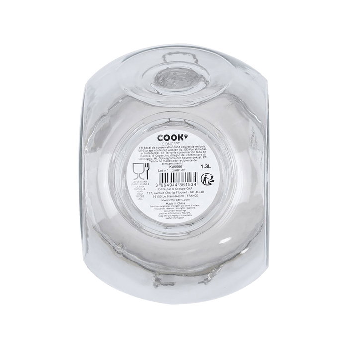 Cook Concept Bote Cristal 1,3 L con Tapa Madera Cierre Mecánico Cook Concept Bote Cristal 1,3 L con Tapa Madera Cierre Mecánico