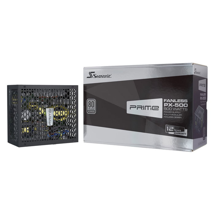Seasonic PRIME-PX-500 500W Fuente de Alimentación PC 80 Plus Platinum Totalmente Modular Sin Ventilador (Fanless) - Negro