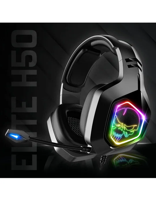 Spirit of Gamer Elite-H50 Auriculares Gaming con Micrófono, Drivers 40mm, Conector Jack 3.5mm, Compatibles con PC, PS4, Xbox One, Color Negro