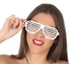 Gafas Rejilla Blanco Carnaval Adulto - Accesorio Pop/Rock/Filmstar