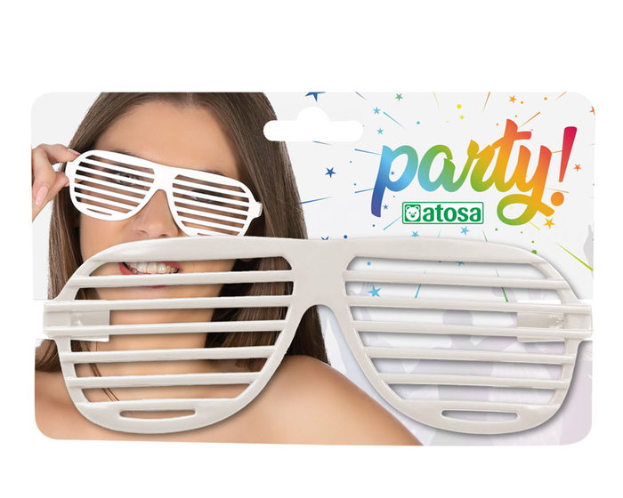 Gafas Rejilla Blanco Carnaval Adulto - Accesorio Pop/Rock/Filmstar