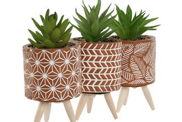 DKD Home Decor Planta Terracota Verde Cemento y Pe 7.5 x 16.5 x 7.5 cm (6 Unidades)