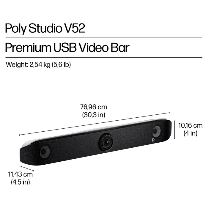 HP Poly Studio V52 Barra de vídeo USB 4K Blanco