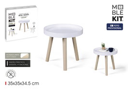 Inde Mesita Auxiliar de Madera Blanca, 36.4 cm de Alto x 36.1 cm de Largo x 7.8 cm de Ancho, Mesita de Noche o de Apoyo, Moblekit (4 Unidades)