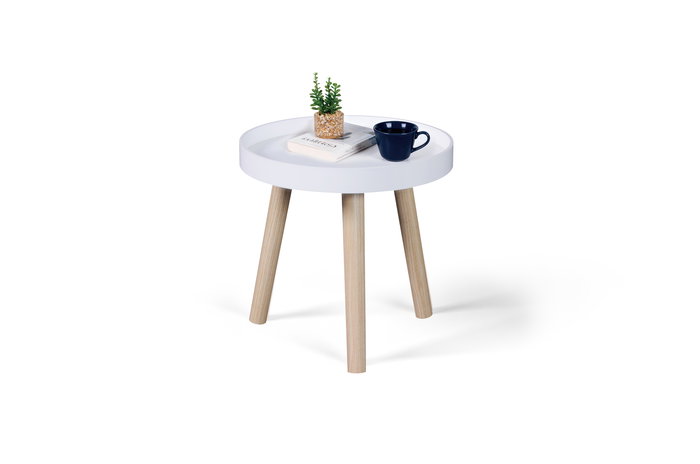 Inde Mesita Auxiliar de Madera Blanca, 36.4 cm de Alto x 36.1 cm de Largo x 7.8 cm de Ancho, Mesita de Noche o de Apoyo, Moblekit (4 Unidades)