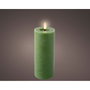 Lumineo Vela de cera LED verde con acabado rústico