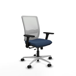 PIQUERAS Y CRESPO Silla de oficina Haches con mecanismo Sincro/Traslack, Azul marino y Blanco