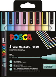 Marcador T.Opaca No Perm. Uni Posca 0,9 (Pc-3M) Colores Suaves Estuche De 8