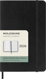 Moleskine DSB12WN2Y26 Agenda 2026 Tapa Blanda 12 Meses Semanal Pequeña Negra 9 x 14 CM