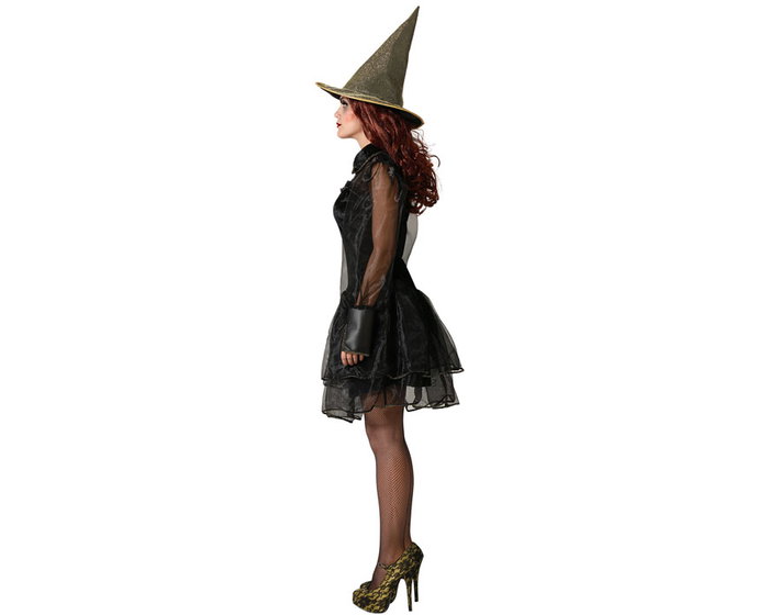 Disfraz de Bruja Negra para Mujer Adulta con Vestido Corto y Sombrero Talla M-L