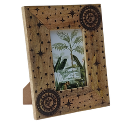 DKD Home Decor Set de 2 Marcos de Fotos Astros de Mango 10x15 cm