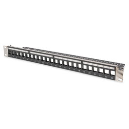 DIGITUS Panel de conexiones modular apantallado 24 puertos 1U negro