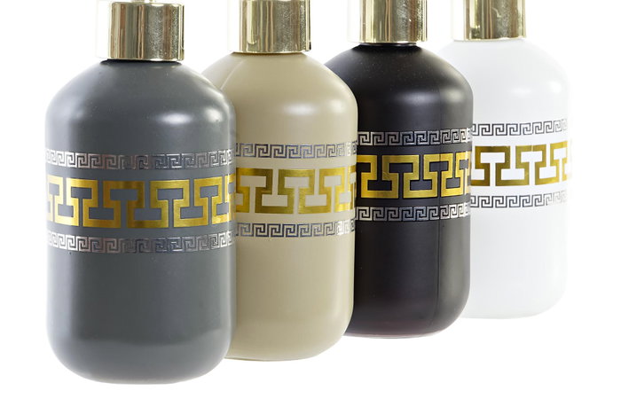 DKD Home Decor Set de 4 Dispensadores de Cristal y ABS 400ml Surtidos