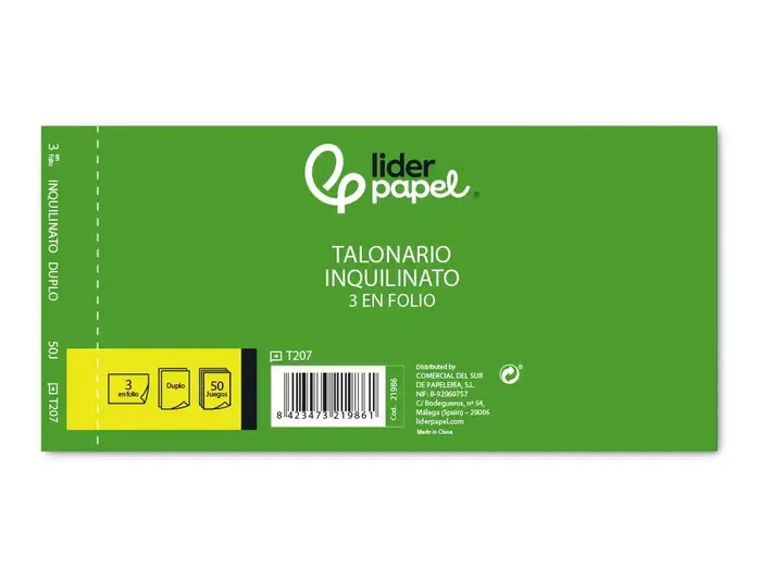 Liderpapel Talonario Inquilinato T207 Original y Copia