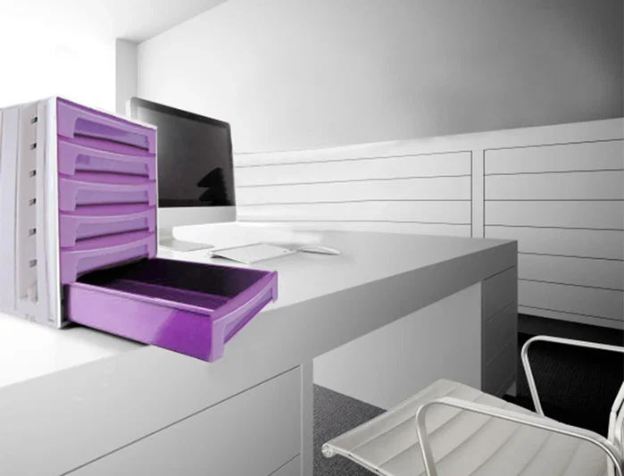 Archivo 2000 Fichero 305x370x215 mm + de 5 cajones Violeta Translucido con Bandeja Organizadora Superior Archivo 2000 Fichero 305x370x215 mm + de 5 cajones Violeta Translucido con Bandeja Organizadora Superior