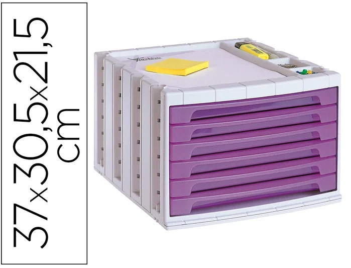 Archivo 2000 Fichero 305x370x215 mm + de 5 cajones Violeta Translucido con Bandeja Organizadora Superior Archivo 2000 Fichero 305x370x215 mm + de 5 cajones Violeta Translucido con Bandeja Organizadora Superior